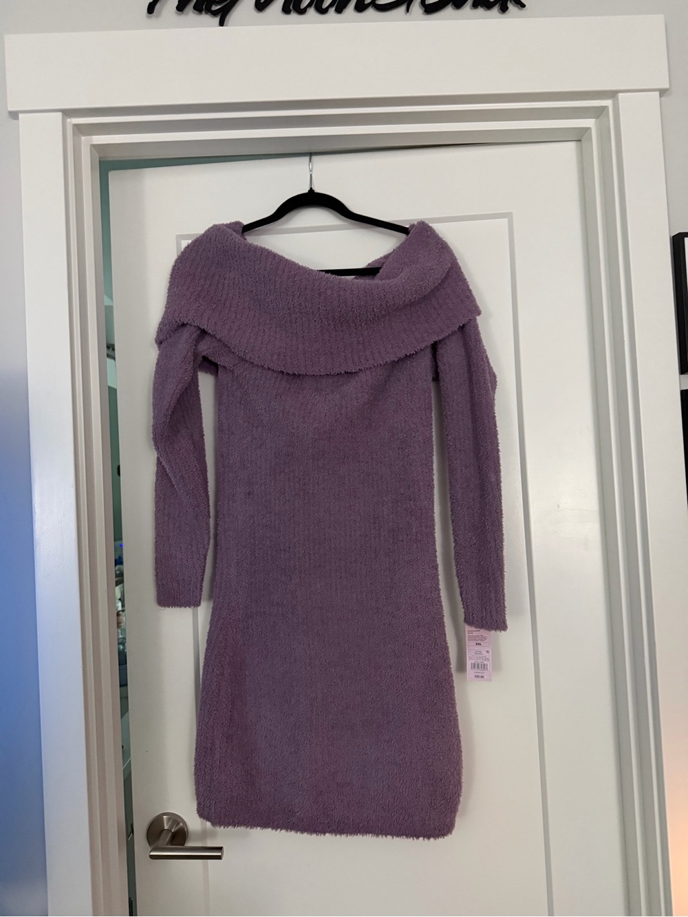 wild fable Lavender Off-the-Shoulder Knit Sweater Dress